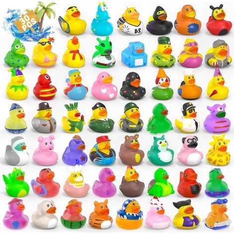 30 Pieces Rubber Ducks, Random Assorted Bulk Ducks Bath Toys with Mesh Carry Bag for Baby Child Summer Beach Pool Toys Birthday Party Gifts (1/5)