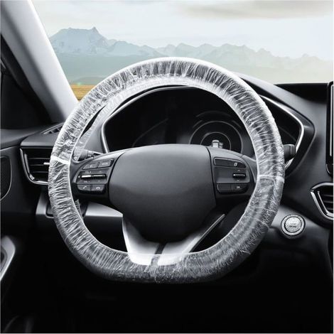 Lot De 100 Housses De Volant Jetables En Plastique Avec Bande Élastique Contre Les Rayures Et L'Usure, Universelles Et Imperméable