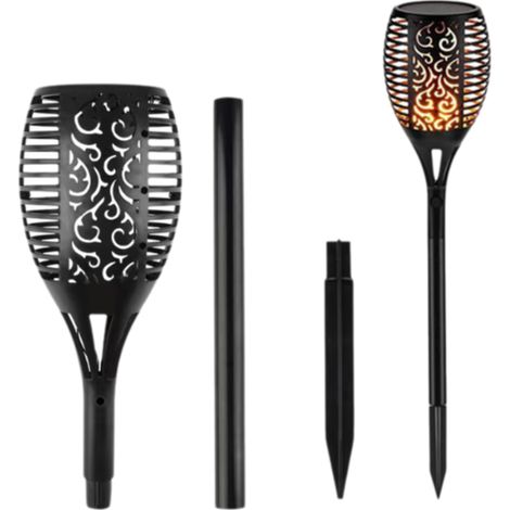 Lampe Solaire À Flamme LED - 96 LED - Détecteur De Luminosité Et De Présence - Étanche IP44 - Pour Jardin Extérieur - Lot De 1 (1/5)
