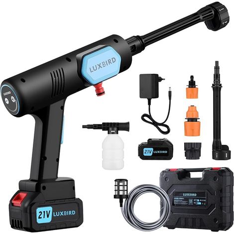 LUXBIRD 6-in-1 Akku-Hochdruckreiniger, Spritzpistole – 300 W – 3 Leistungsstufen – mit 4000-mAh-Akkus – 4,27 m Schlauch (1/5)