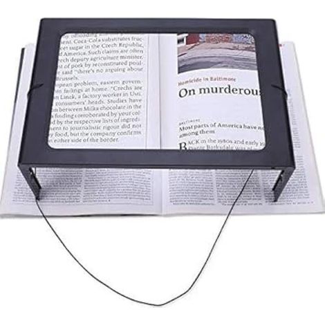 Loupe mains libres rectangulaire grand format, loupe pleine page éclairée par LED, pliable, grossissement 2,5x, portable, pour enfants et adultes