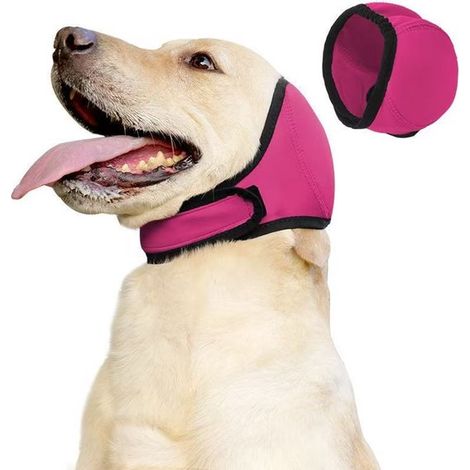1 artículo: Diadema relajante para mascotas, antiestrés, impermeable y con aislamiento acústico, orejeras relajantes para perros, rosa, talla L (1/4)