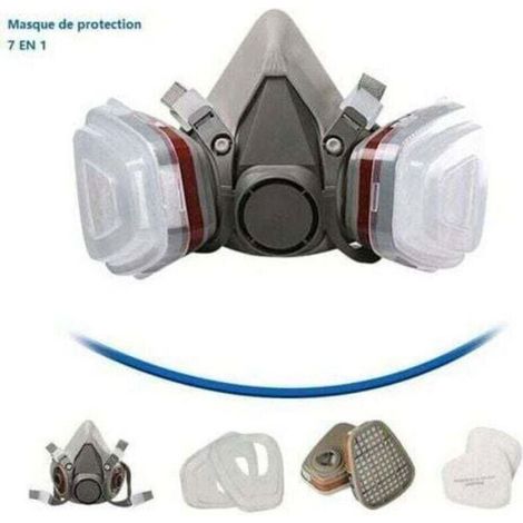 Masque De Protection Demi-Visage - Filtres Anti-Poussière Remplaçables - Compatible Peinture Bricolage Produits Chimiques - 1 Pièce (1/3)