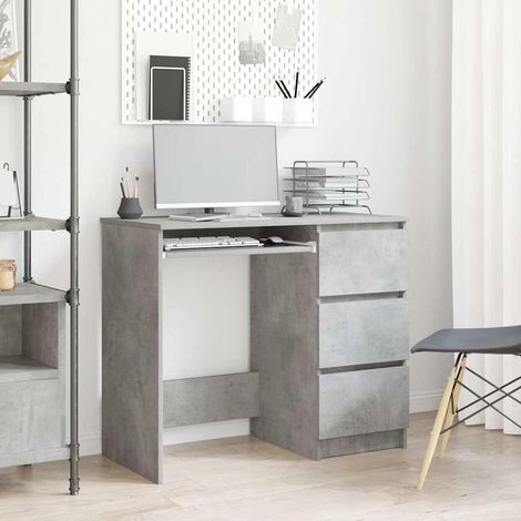 vidaXL Escritorio de madera contrachapada gris hormigón 90x45x76 cm (1/5)