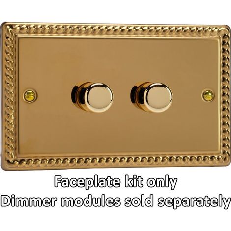 Varilight 2-Gang Matrix Kit Twin Plate for Rotary Dimmers Georgian Brass Finish