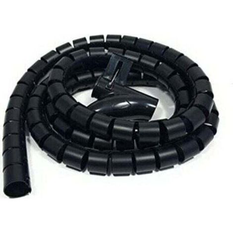 Canaleta para cables de escritorio de 3 m, funda protectora para cables, tubo de almacenamiento y enrollado, funda espiral flexible, apta para cables de 22 mm - Negra