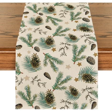 Runner Tavola Natalizio Invernale 40x180 cm Marrone (1/5)