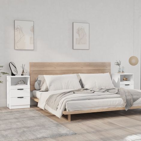 Lot de 2 Tables de chevet Tables de nuit Blanc Bois d'ingénierie VGT22646 (1/5)