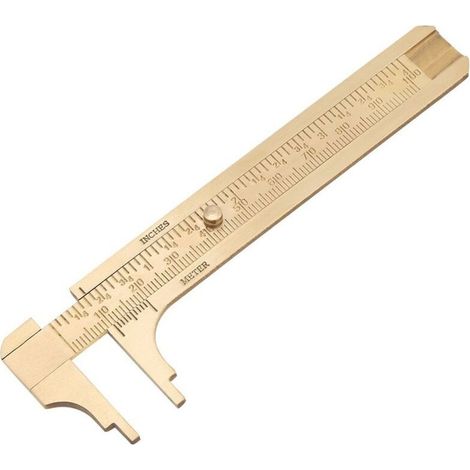 Practical Brass Vernier Caliper - Dual Scale Measuring Tool - Mini Brass Pocket Ruler (Dual Scale 100mm) (1/5)