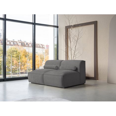 Felix - canapé modulable 2 places en tissu texturé - gris foncé (1/5)