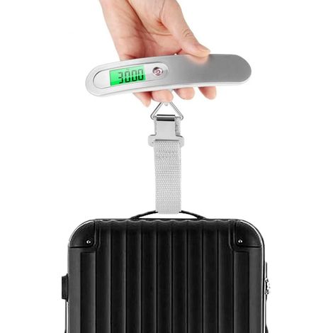 Báscula electrónica para equipaje, mini báscula digital portátil de alta precisión: peso de viaje, paquete, compra, dinero, hasta 50 kg (LB, G, OZ, KG), batería incluye correa de nailon de alta durabi (1/5)