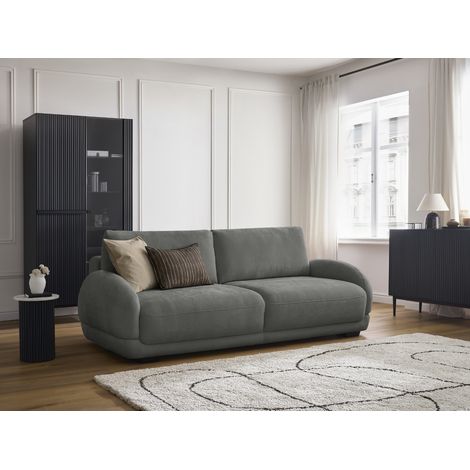BOBOCHIC - Canapé droit convertible coffre MONICA Gris foncé (1/5)