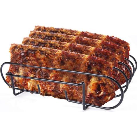 Spareribshouder - Metalen Grillhouder Voor 4 Ribs - Geschikt Voor Houtskool En Gasgrills - 31,3 X 25,3 X 7,3 Cm (1/5)