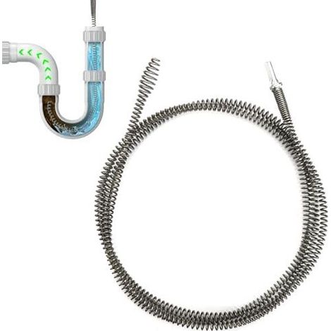 Abflussreinigungsspirale, Sanitär, 3 m x 10 mm Spiral-Toilettenreiniger, Professioneller Toilettenreiniger, Abflussreinigungssonde zur Reinigung von Rohren in Küche, Dusche, Badewanne und anderen Abfl (1/5)