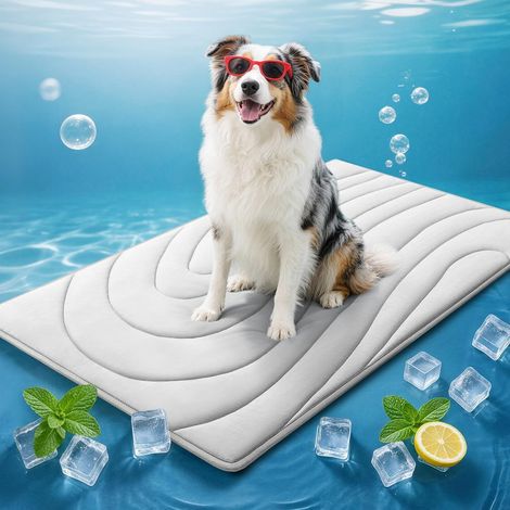 Alfombrilla refrescante para perros, 122x71cm, antideslizante, lavable, apta para perros grandes, para interiores y exteriores de perreras - gris (1/3)