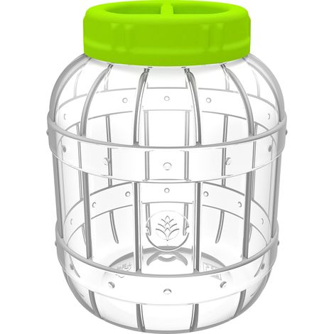Browin Multiuso Vetro Plastica Universale 3L PET, Coperchio a Vite con Manico, Diametro 100 mm, Trasparente con Coperchio Rosso o Verde (1/5)