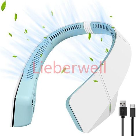 Ventilateur tour de cou portable silencieux, rechargeable par USB, sans pales, 3 vitesses, puissant, pour casque d'écoute (1/5)