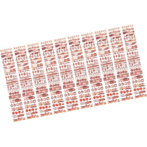 10 feuilles de ruban adhésif PET long, autocollants décoratifs mignons de style dessin animé pour calendrier, type 13