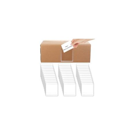 100 Stück 5,5 x 4 cm transparente, selbstklebende Etikettenhalter aus Kunststoff für Karteikarten, Ordner und Aufbewahrungsboxen für Supermärkte, Bibliotheken und Preislisten (1/5)
