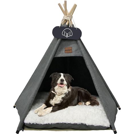 Tente Pour Chien - Tipi Pour Animaux De Compagnie 60x60x70 Cm - Avec Coussin Réversible Et Tableau Noir - Pour Chats Chiens Lapins Jusqu'à 15 Kg (1/5)