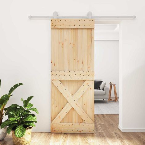 vidaXL Porta scorrevole Naturale e Bianco 80 x 210 cm