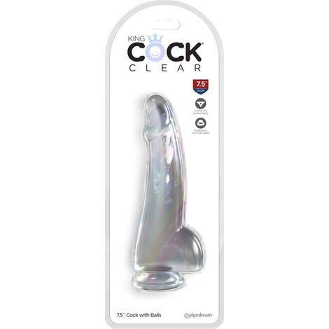 King Cock Clear - Dildo curvo realista con ventosa, transparente, 19 cm (1/2)