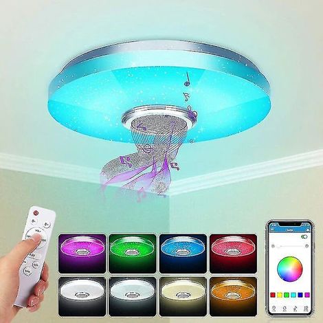 Plafonnier LED, 36W, télécommande, Bluetooth, application, pour salon, chambre, couloir, cuisine ou bureau.-AquaForge (1/4)
