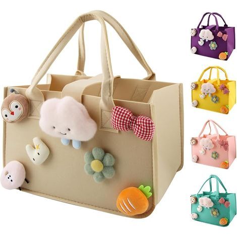 Shopping Bag, 30 x 20 x 18 cm Felt Shopping Bag, Shopping Basket with Handle, Shopping Bag for Newspapers, Shopping and Storage (1/3)