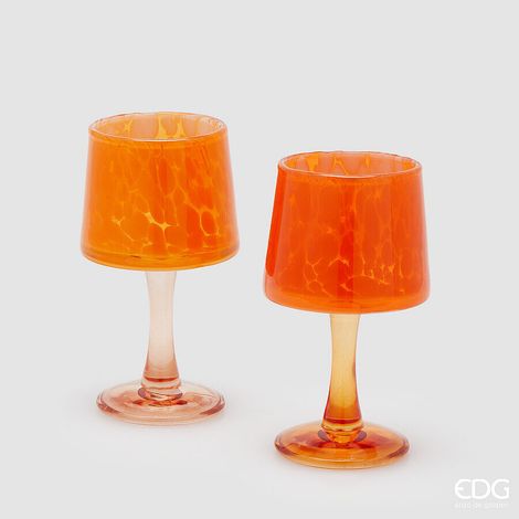 EDG Enzo De Gasperi Portacandela Macula H 18,5 Cm D 10 Cm 2 Ass. Orange Mix 1 Pz