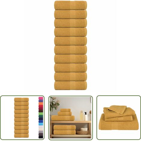 vidaXL Seiftücher 10 Stk. Golden 30x30 cm 360 g/m² 100% Baumwolle (1/5)