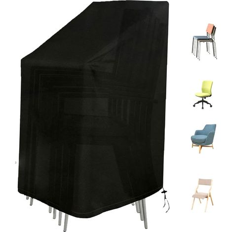 Housse Chaise Extérieur Imperméable 420D Oxford – Housse Fauteuil Jardin Anti-UV Coupe-Vent avec Cordon de Serrage, Housses Protection Chaise Jardin Résistante Toutes Saisons pour Chaises Empilables (1/5)