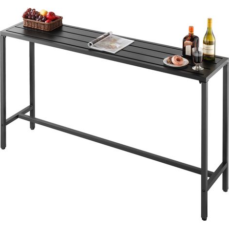 Table de Bar Haute Extérieur, 160 x 37,5 cm, Table à Manger Rectangulaire, avec Plateau Étanche, Structure en Métal Robuste, Mobilier de Jardin pour Patio, Terrasse, Bord de Piscine, Intérieur (1/5)