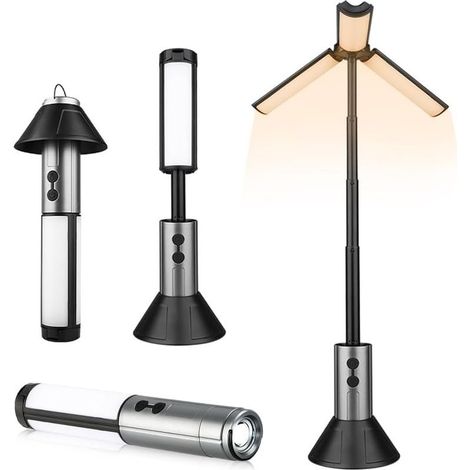 Lanterne de Camping Lanterne de Camping Télescopique 3000mah Lanternes Multifonctions LED Rechargeables avec Crochet 3 Modèles de Lampe de Poche pour le Camping, La Randonnée (1/5)