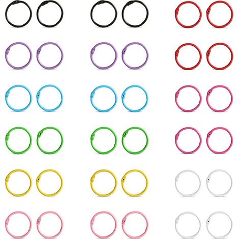 36 Pièces colorées en Métal Binderringe dans 9 Couleurs, cartes papier, Lot de documents, porte-Clés, Pendentifs, Mobiles Carnet de notes, Buchring, Home Office, des fournitures Scolaires (1/4)
