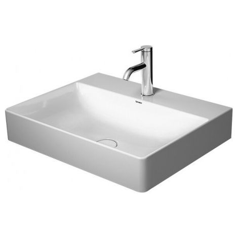 Lavabo DU DuraSquare 600 mm sans bonde, avec égouttoir, 3 bacs d'égouttage, fermé, blanc