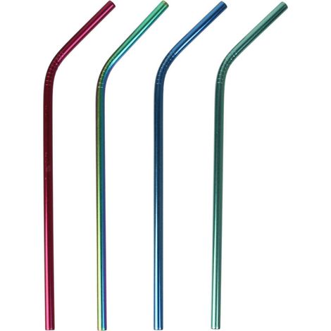 Paille Inox Colorees X4 Avec Goupillon (1/4)