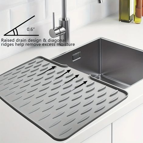 Alfombrilla antideslizante de silicona para secar platos y escurrir la encimera (36x28cm). (1/5)