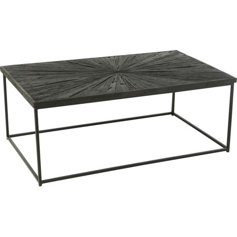 Table basse design bois noir et structure fer style industriel - Noir effet bois foncé (1/5)