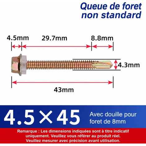 Vis autoperceuses tête hexagonale 45 mm électro-zinguées boîte de 350 pièces avec douille 45 mm 350 1 kg – Livraison gratuite