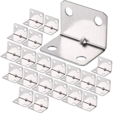 100Pcs Equerre de Coin en Acier Inox, Équerre 90 Degrés Robuste, Équerre à Angle Droit, Petit Equerre de Fixation pour Bois, Support Angle Droit Brace pour Fixation Clôture Table Étagère (1/5)