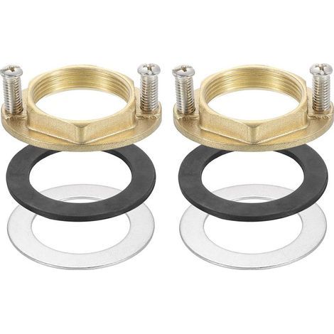 2 Ensembles d'Écrous de Blocage Hexagonaux à Filetage Femelle 1-1/4 Pouce (31 mm) en Laiton avec Joint, Ensemble d'Outils de Fixation de Robinet pour Évier de Cuisine (Ovale) (1/5)