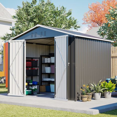 Casetta da giardino in metallo 240,4 x 192,3 x 191 cm con porta scorrevole e 4 aerazioni DESVIAE (1/5)