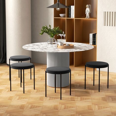 Lot de 4 tabourets empilables de salle à manger en velours rembourré avec structure métal (1/5)