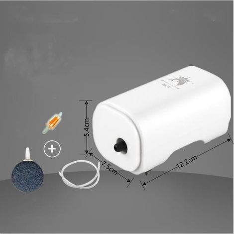 Pompe à Air pour Aquarium Jusqu'à 100L Pompe Silencieuse avec Pierre à Bulles,3W