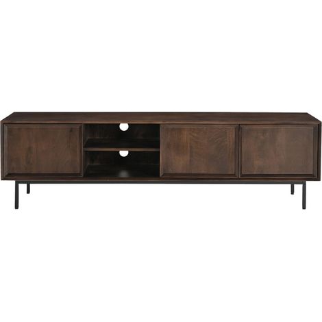 QUARTO-Meuble TV L.180 cm en bois massif noyer (1/5)