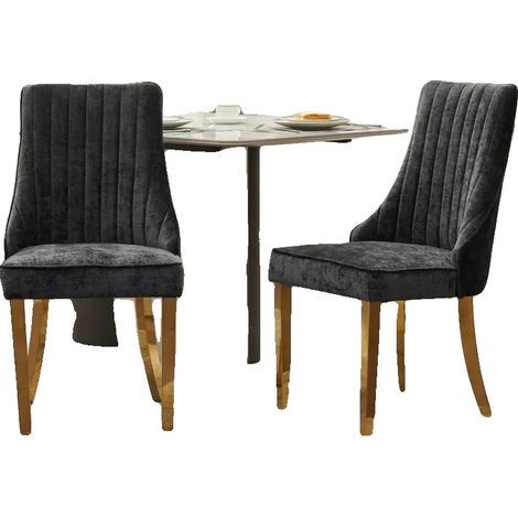 Silla de comedor, tejido de chenilla moderno, patas de acero inoxidable, CQY-negro (1/2)