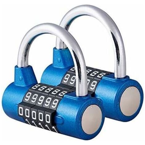 VURAHOME - 2 Pcs Cadenas à Combinaison à 5 Chiffres, Cadenas pour Gymnase, Peut être Réinitialisé Serrures à Combinaison, pour l'Ecole, Casier Sportif et Sport, Etui, Boîte à Outils, Clôture (1/5)