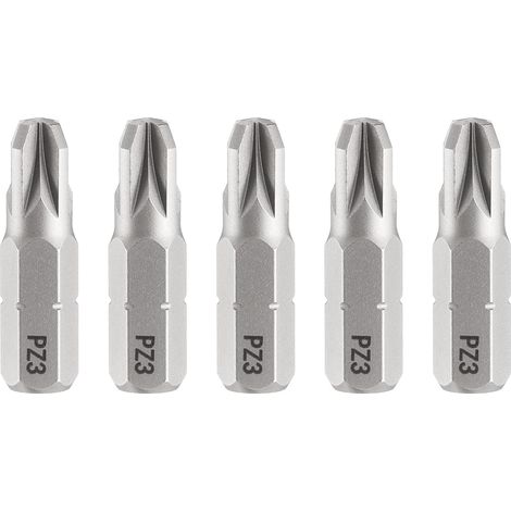 5pcs PZ3 Embout de Tournevis 1/4" Tige Hexagonale 25mm/1" Longueur Magnétique Phillips Fendue Acier S2 Embout de Tournevis (1/5)