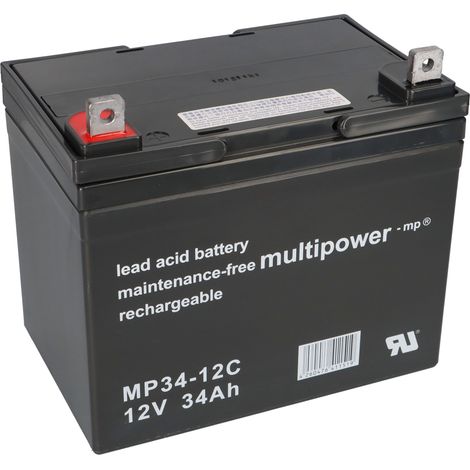 Multipower MP34-12C AGM Zyklenakku 12V 34Ah – M6 (1/5)