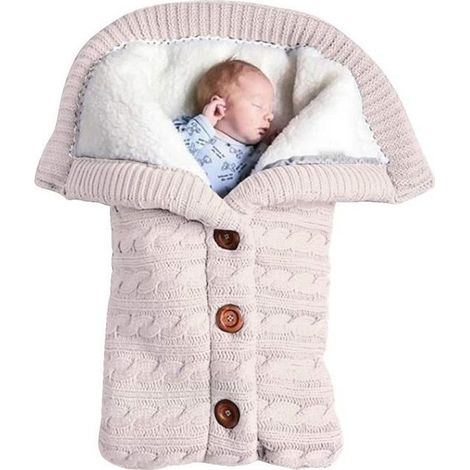 Nouveau-né Bébé Swaddle Couverture Sac de Couchage Bébé Poussette Wrap Nap Couverture Plus Velvet Épais Tricot Doux Chaud (1/4)